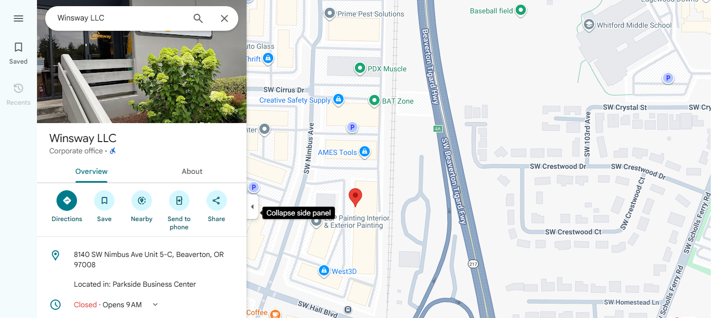 Winsway LLC Google Maps preview